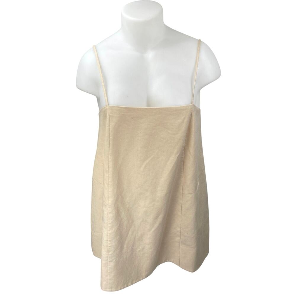 NEW Anthropologie Mare Mare Beige Linen Sleeveless Cami A Line Mini Dress Sz XL